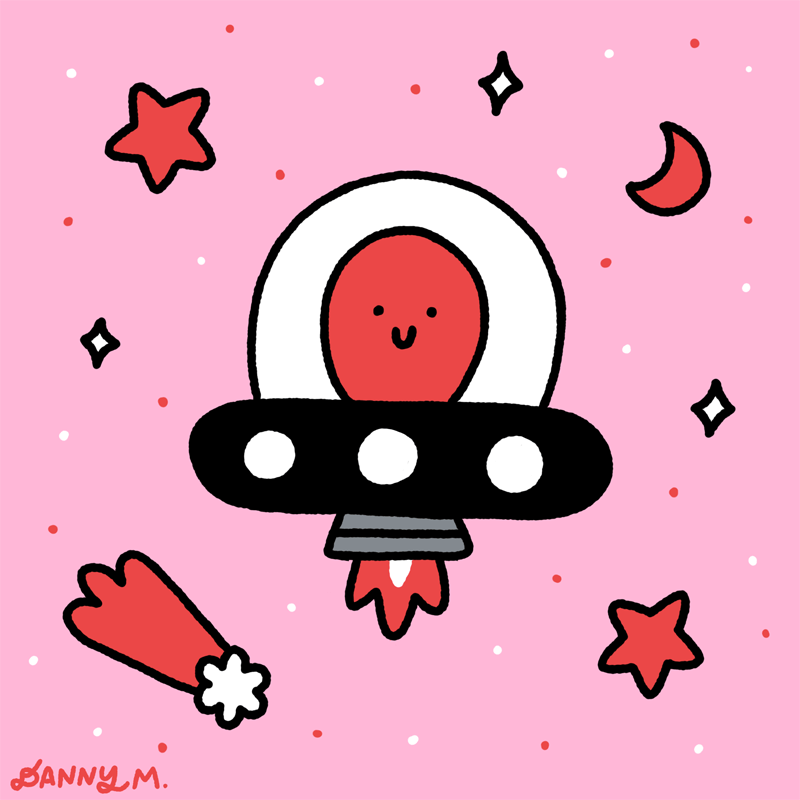 pink and red ufo