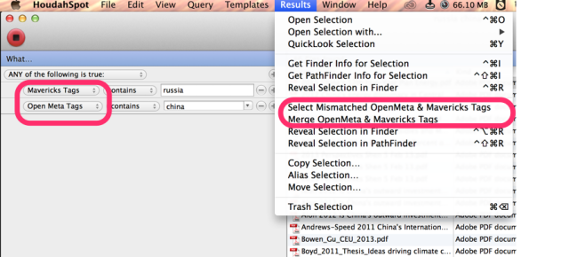 HoudahSpot ability to select OpenMeta and Mavericks Tags, compare and merge them