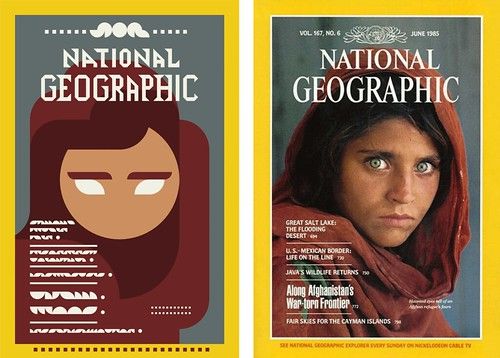 Side by Side - Iconic Magazine Cover #4 - Afghan Girl, National Geographic 1985 by omarrr