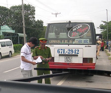 Traffic police check in Vietnam
