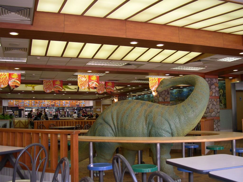 Dinosaur in a Chinese Mc Donalds