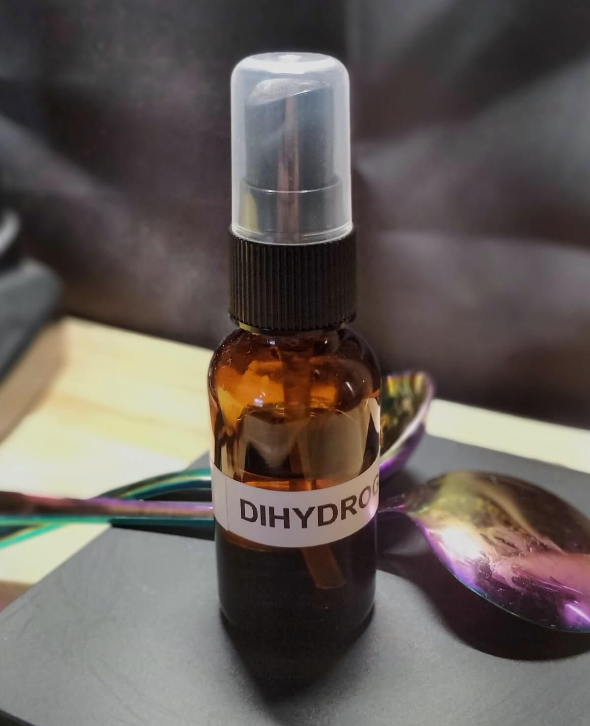 My spray bottle cutely labeled “dihydrogen monoxide”